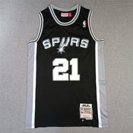 22/23 Top quality Ready Stock High quality Retro NBA Mitchell Ness San Antonio Spurs 21 Tim Duncan B