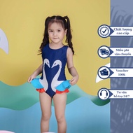 BIKINI PASSPORT KID baby swimsuit - Girls one-piece 3-hole dress - Navy - KD021_NV