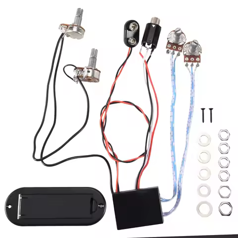 T34C 2 Band Active Bass Guitar EQ Equalizer Preamp Circuit Pickup Black