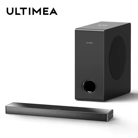 ULTIMEA 2.1ch Ultra Slim Soundbar with 5.25'' Wired Subwoofer, HDMI ARC, BassMX Deep Bass, 3 EQ Mode