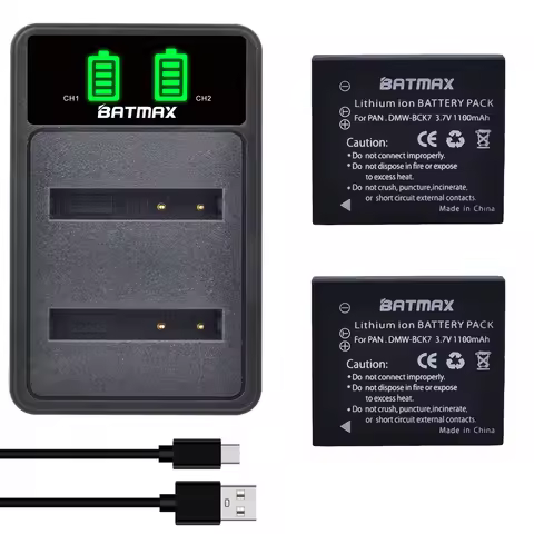 Batmax DMW-BCK7 NCA-YN101G BCK7 Battery+LED Dual Charger for Panasonic Lumix DMC-FS28 DMCFH2 DMC FH4