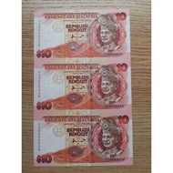 Malaysia Note - 1996 7th Series Malaysia Uncut Banknotes 10 Ringgit 3pcs