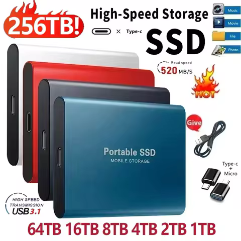 Portable Hard Drive 1TB Original Solid-state Drive 2TB External Storage Hard Drive USB 3.1 High-spee