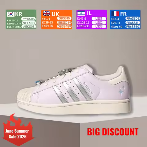 adidas Originals Superstar 2 Unisex Classic Slip-On Low-Top Sneakers - Pink JQ8776