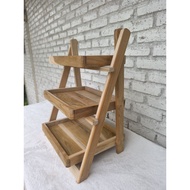Teak Wood Shelf Foldable Small Size W24 W30 L40 Cm.