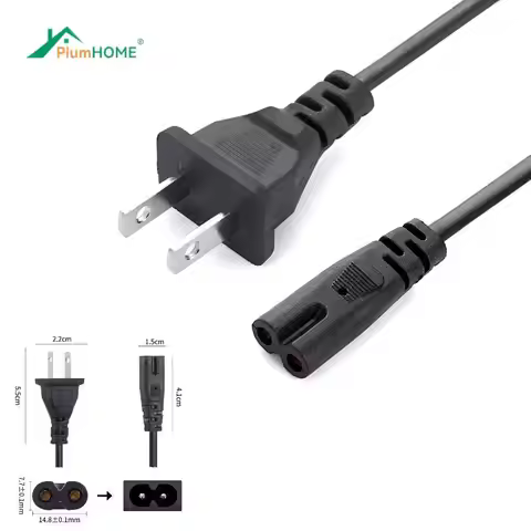 EU Power Cable 2pin IEC320 C7 US Power Extension Cord For Dell Laptop Charger Canon Epson Printer Ra