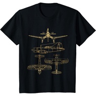 Corsair F4U WW2 Plane Warbird Blueprint Schematics Diagram T-Shirt Kids T-Shirt