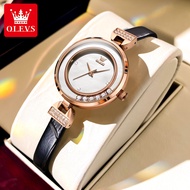 OLEVS Fashion Watch for Woman Waterproof Original New Quartz Luminous Simple Leather Watch Gift 5540