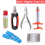 6 in 1 Piglet Tool Kit (10ML Syringe+Needles+Teeth Cutter+Pig tail cutter+Scalpel+Crayon Marker)