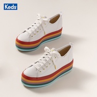 Keds2020 Spring Summer Rainbow Sole Leather White Shoes Thick Sole Platform Women's Shoes Lace-Up Casual Sneakers