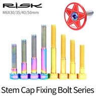 RISK Titanium Bolts M6 x 30 35 40 50mm Allen Key MTB Road Bike Taper Head Screw Bicycle Headset Cap Fixing Bolts Rainbow Gold
