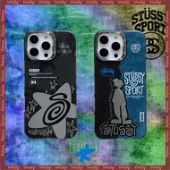 Sports STUSSSY Character Graffiti Label Electroplated Photo Frame Laser Phone Case Suitable For IPho