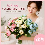 (10HEADS) CAMELLIA ROSE  Artificial Fake Flower Bouquet Living Room Home Decor Decoration Bunga Hias