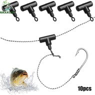 SHANLIN Fishing Swivels 10PCS With Swivel Black T-Swivel Slider Beads Fishing Tackle Clip Fishing Li