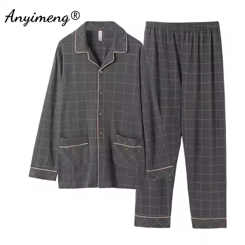 Plus Size 3xl 4xl 5xl 6xl Big Guys Pajamas for Men Large Loungewear Cardigan Plaid Fashion Homewear 