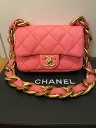 Chanel 22S 21cm 粗鏈單肩包粉紅色 Pink shoulder flap bag CF