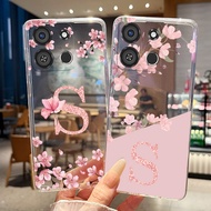 Phone Case For Itel A05S Case A663LC Pretty Flower Letter Transparent Slim Soft Silicone Couple Cove