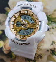 lotus白金双顯錶如g shock(white+gold)