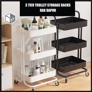 MYB 3 Tier Multi-functional Metal Trolley PP Tray Storage Rack Office Shelves Book Shelving Toys Sto