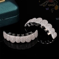 BLISS Hiphop Teeth Grillz, Removable Design Rhinestone Teeth Grillz Set, Gift Top & Bottom Set Hollo
