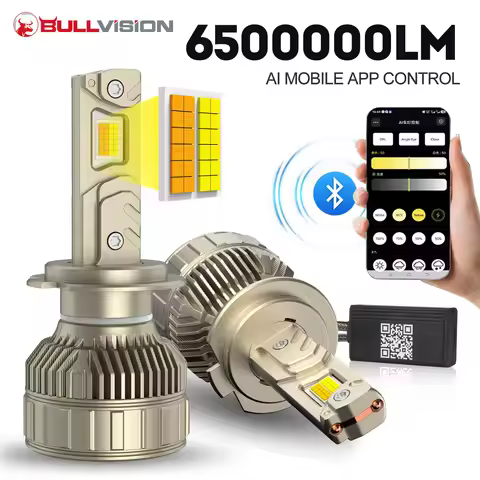 Dualvision H7 LED Headlight AI Bluetooth APP Control Color H4 LED H8 H9 H11 9005 HB3 9006 HB4 H1 Aut
