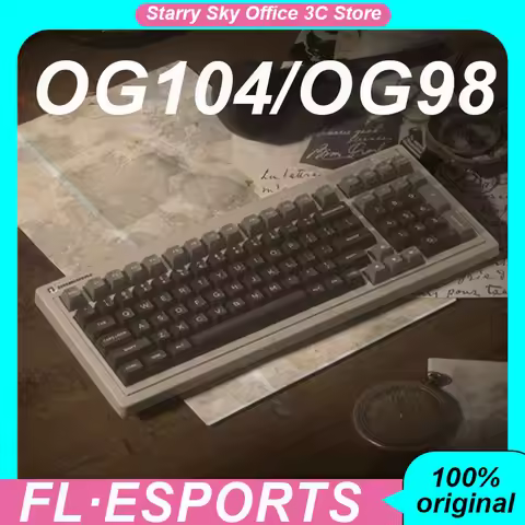 FL·ESPORTS OG104 OG98 Wireless Tri-mode Retro Mechanical Keyboard 12000mAh Gasket Hot Swap PC Esport