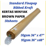 Finepap Standard Ribbed Brown Kraft Paper Kertas Minyak Pembalut  Wrapping Paper 50gsm / 90gsm