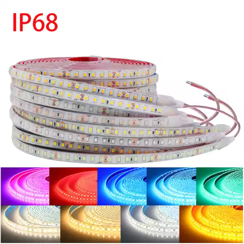 12V 24V 5m 10m 20m LED Strip Light IP68 Waterproof 2835 9 Colors Flexible Tape with 2pin Wire 120LED