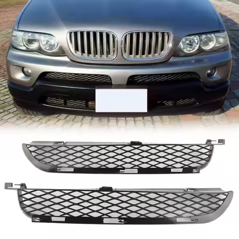A Pair Of Front Bumper Lower Grilles For BMW X5 E53 2003-2006 Facelift Racing Grills Exterior Replac