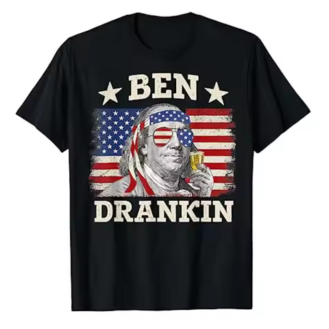 Ben Drankin Benjamin Franklin 4th of July Funny Drinking T-Shirt Humorous USA American Proud Memoria