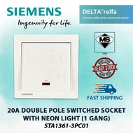 SIEMENS 20A 1 GANG 1 WAY DOUBLE POLE SWITCH WITH NEON INDICATOR WHITE 5TA1361-3PC01 SIRIM
