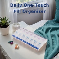 Daily One-Touch Pill Organizer Box – Weekly 7-Day AM/PM Medicine Case, Lightweight PP Material, Easy
