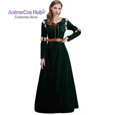 Brave cartoon movie character cosplay costume Princess Merida court dress Halloween stage play costu
