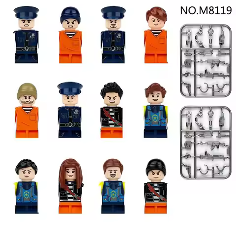 12-piece modern city police mini character building blocks eapons tactical characters military actio