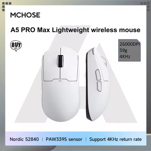 MCHOSE A5 PRO MAX/A5 PRO/A5 Ultra Lightweight wireless mouse,Nordic 52840 Master,PAW3395 Sensor,2600