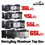 Nottyboy Heavy Duty Aluminium Top Box Flat Design with Solid Steel Universal Base Plate Motorcycle Box 36L 45L 55L 65L