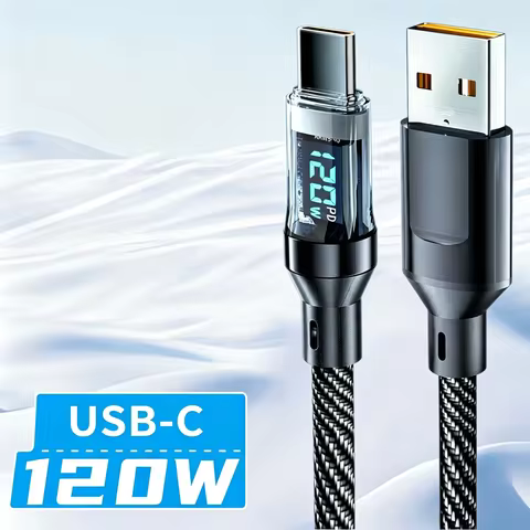 With LED Display 120W USB to Type C Super Fast Charging Cable 100W Type-C To Type-C Data Cord For Hu