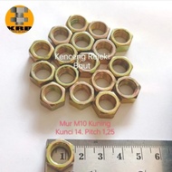 Yellow M10 Nut (Key 14, Pitch 1.25) / Hex Nut M10x1.25