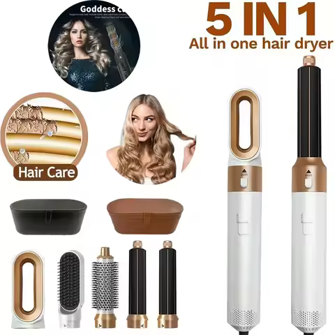 5 in 1 Hair Dryer Brush Hot Comb Set Professional Curling Iron Hair Straightener Styling Tool For Pr