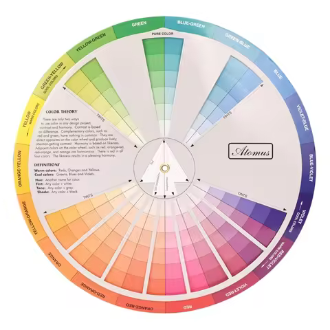 Paper Card Design Color Mixing Wheel Chart Guidance Round Central Circle
