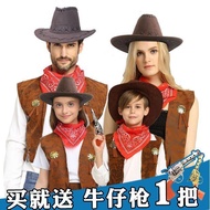 Halloween Cowboy cos Hat Western Cowboy Suit Costume Cowboy Costume Cowboy Scarf Vest20250924
