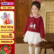 Long sleeve shirt for girls with cute MUSHROOMS pattern LikeKids V66