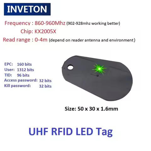 UHF 860-960mhz RFID Keychain Keyfobs Waterproof RFID Tag Card with LED Light Reminder for Inventory 