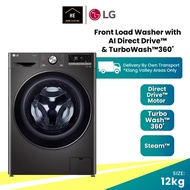 LG 12kg 14kg Front Load Washer with AI Direct Drive™ TurboWash™360˚ FV1412S3B | FV1412S3P | FV1414S3