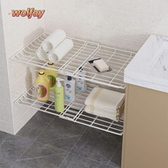 WOLFAY Kitchen Storage Rack, Extendable Multifunctional Plastic Cupboard Storage, Black/White Adjustable Organizer Shelf