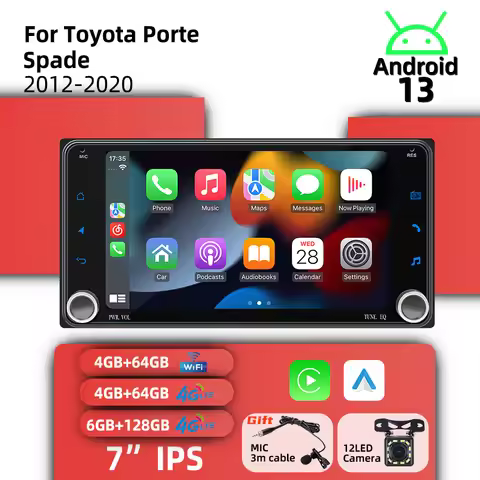 7" Screen Wireless Carplay Autoradio 2Din Android Radio Car Multimedia for Toyota Porte Spade 2012-2