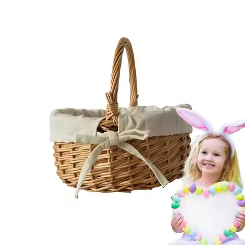 Easter Oval Willow Woven Basket for Fruit Wicker Basket with Handles Woven Willow Storage Basket for