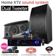 Family Ktv Speaker TV Home Karaoke Speaker Set System Subwoofer USB/Bluetooth Stereo Amplifier Home Theater With 2 Wireless Microphone  Support Popsical DVD Meeting/Dancing/Shop/DJ PA Syste
