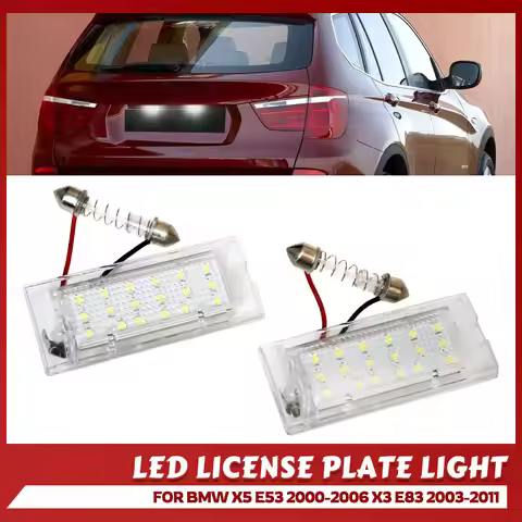 2pcs Canbus LED Number License Plate Light Error Free white for BMW X5 E53 1999-2006 X3 E83 2003-201