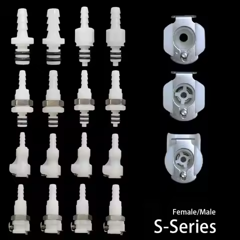 1Pc 3/16 1/4 Hose Barb Valved Quick Coupler S-series Male Female Quick Shut-Off Hose Joint Tube Conn